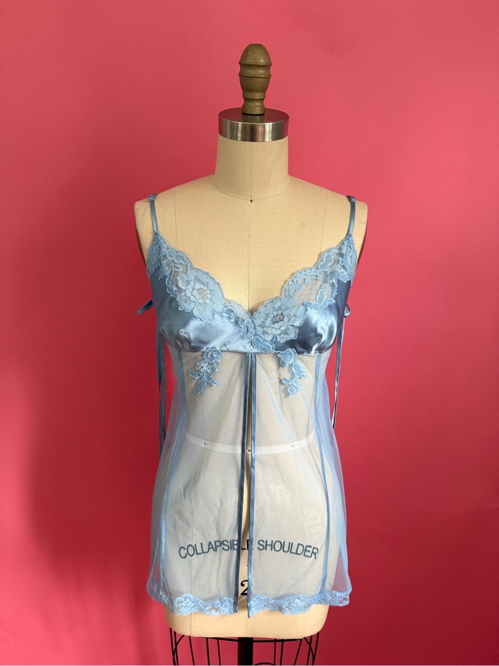 *NWT* Vintage Y2K Victoria's Secret Coquette Silk Baby Blue Empire Waist Cami M